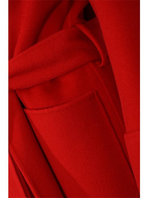 Cappotto lungo in double di lana con cappuccio Rosso Alpha studio | AD-4691N2011